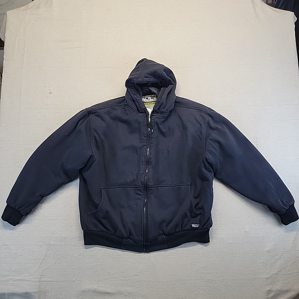 Walls Workwear Thermal Knit Insulated Hooded Jacket XL Blue Zip Hoodie Coat